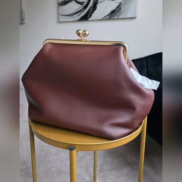 COACH Large Oversized Kisslock Frame Shoulder Bag Clutch Bag Brown - Picture 11 of 11